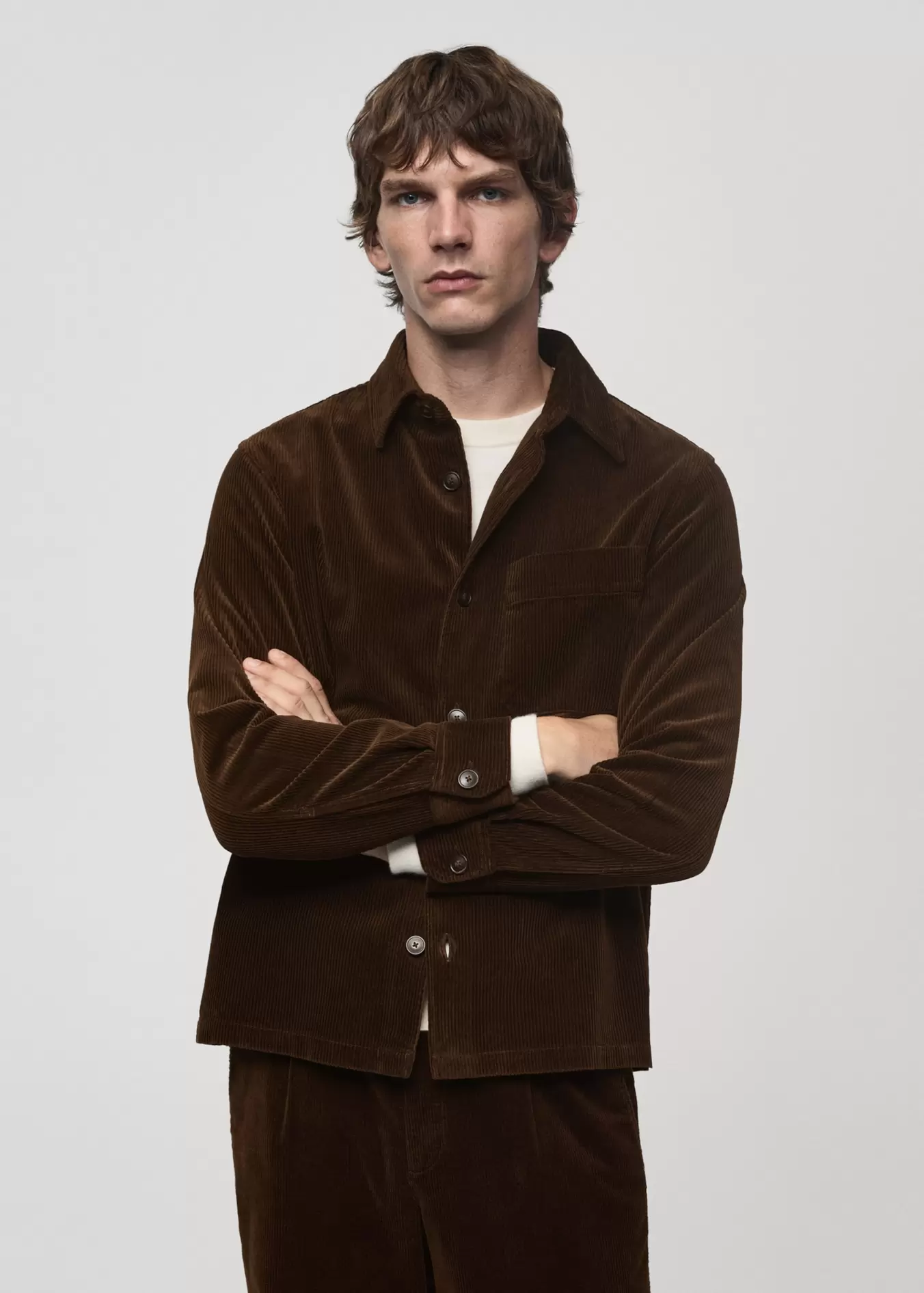 Corduroy overshirt with pockets offers at S$ 119.9 in HE by Mango