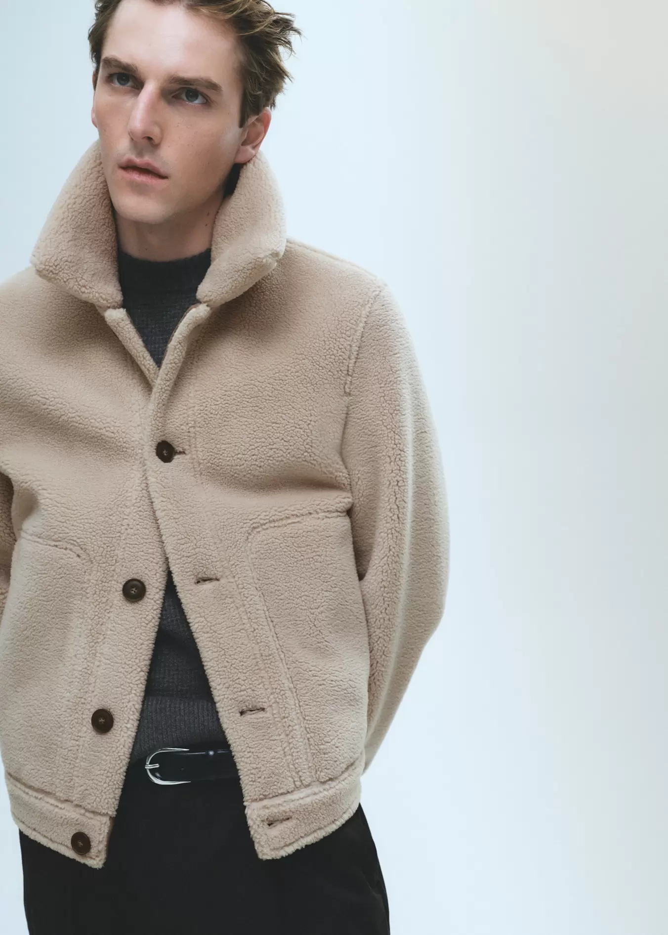 Regular fit sheepskin jacket with buttons offers at S$ 219.9 in HE by Mango