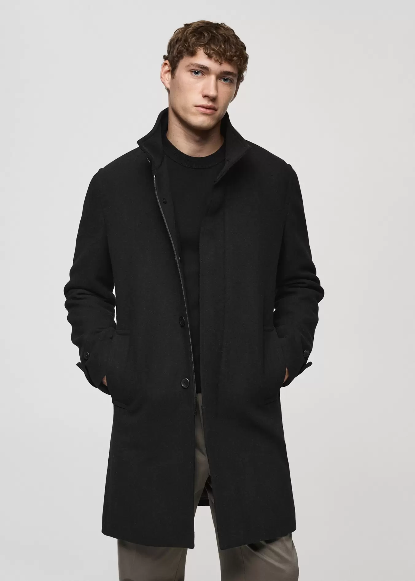 Quilted wool inner coat offers at S$ 259.9 in HE by Mango