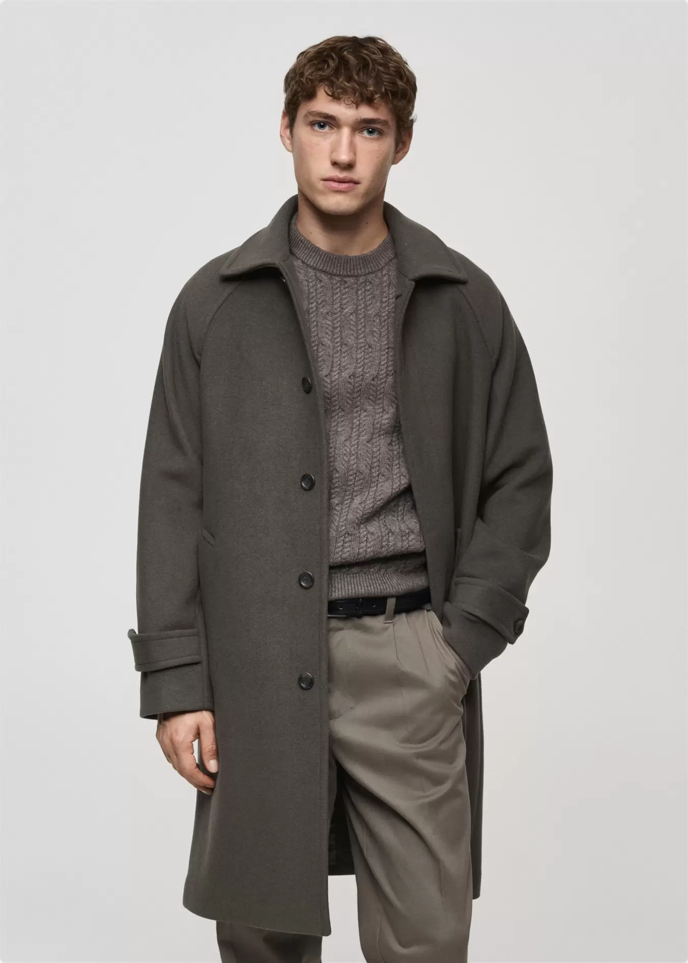 Long recycled wool coat offers at S$ 279.9 in HE by Mango