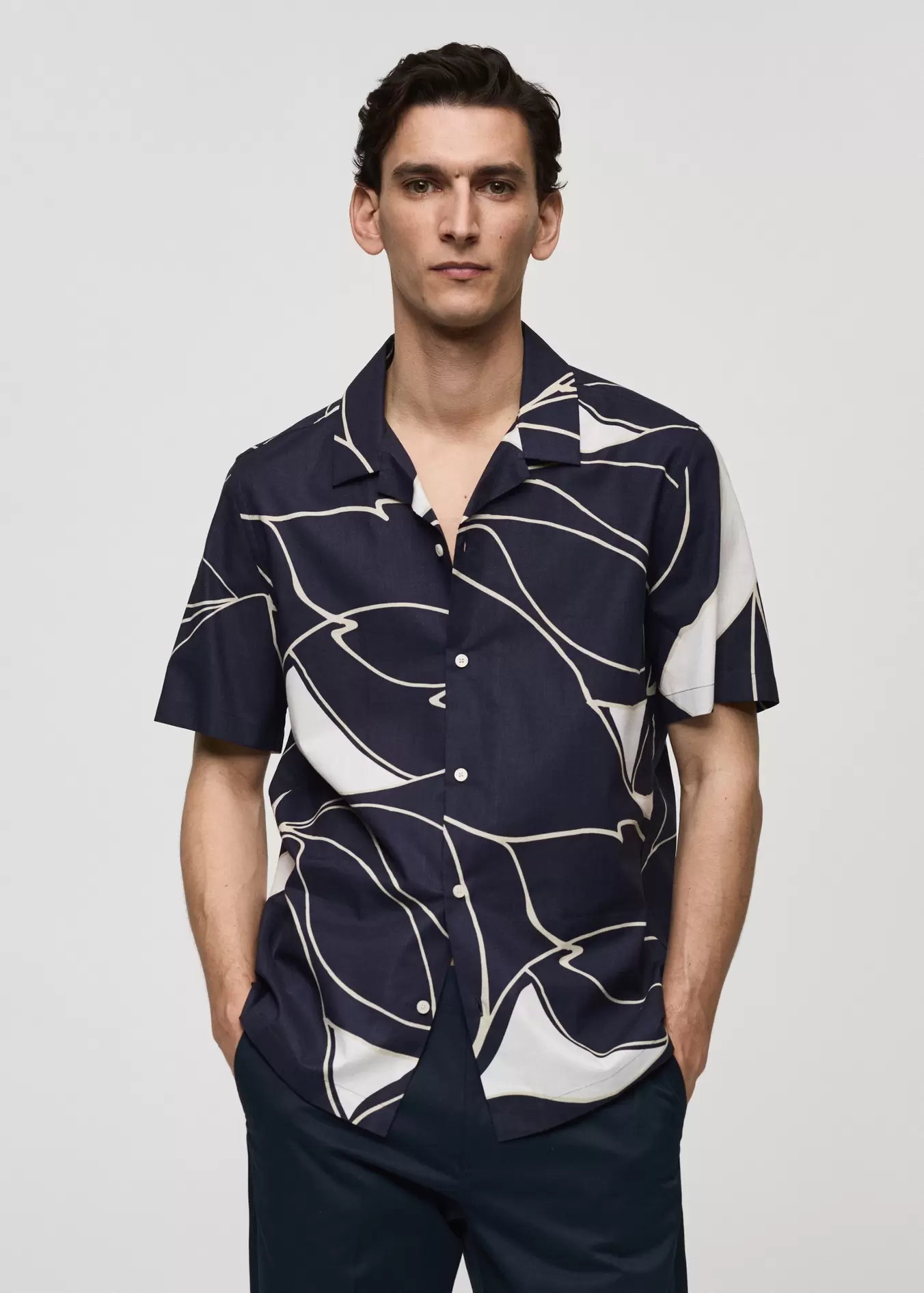 100% cotton printed shirt offers at S$ 79.9 in HE by Mango