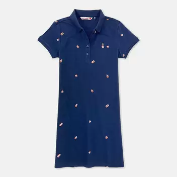 Ladies' Full Print Polo Dress With Small Dog Embroidery | Pique Cotton | HLD379035 offers at S$ 36.9 in Hush Puppies