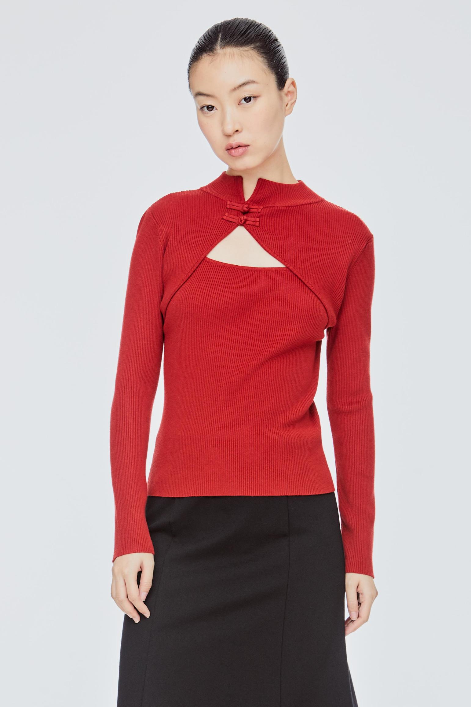 Cut Out Mandarin Knit Top offers at S$ 33.9 in Iora