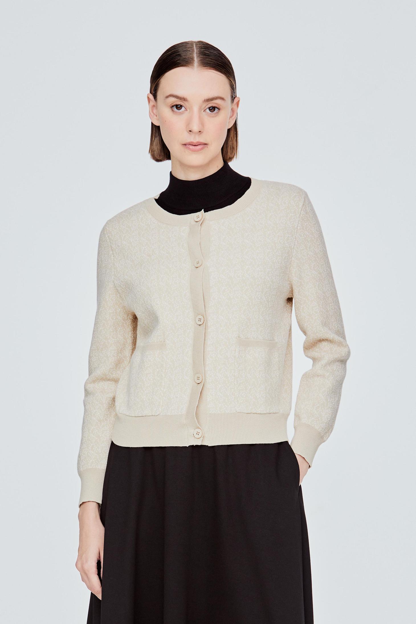 Contrast Pattern Knit Cardigan offers at S$ 39.9 in Iora