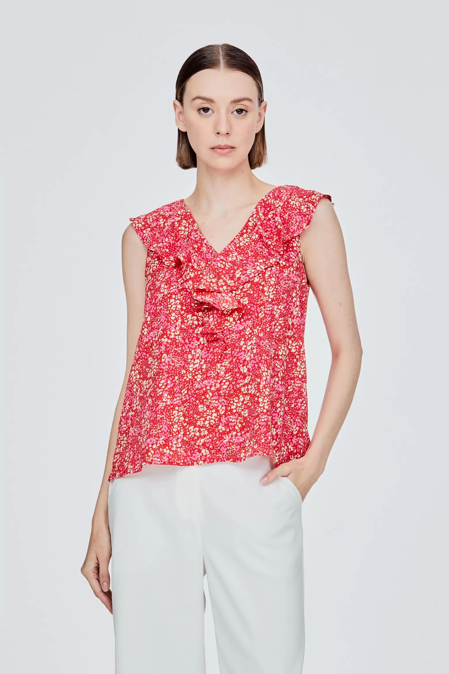 Printed V-Neck Flounce Top offers at S$ 29.9 in Iora