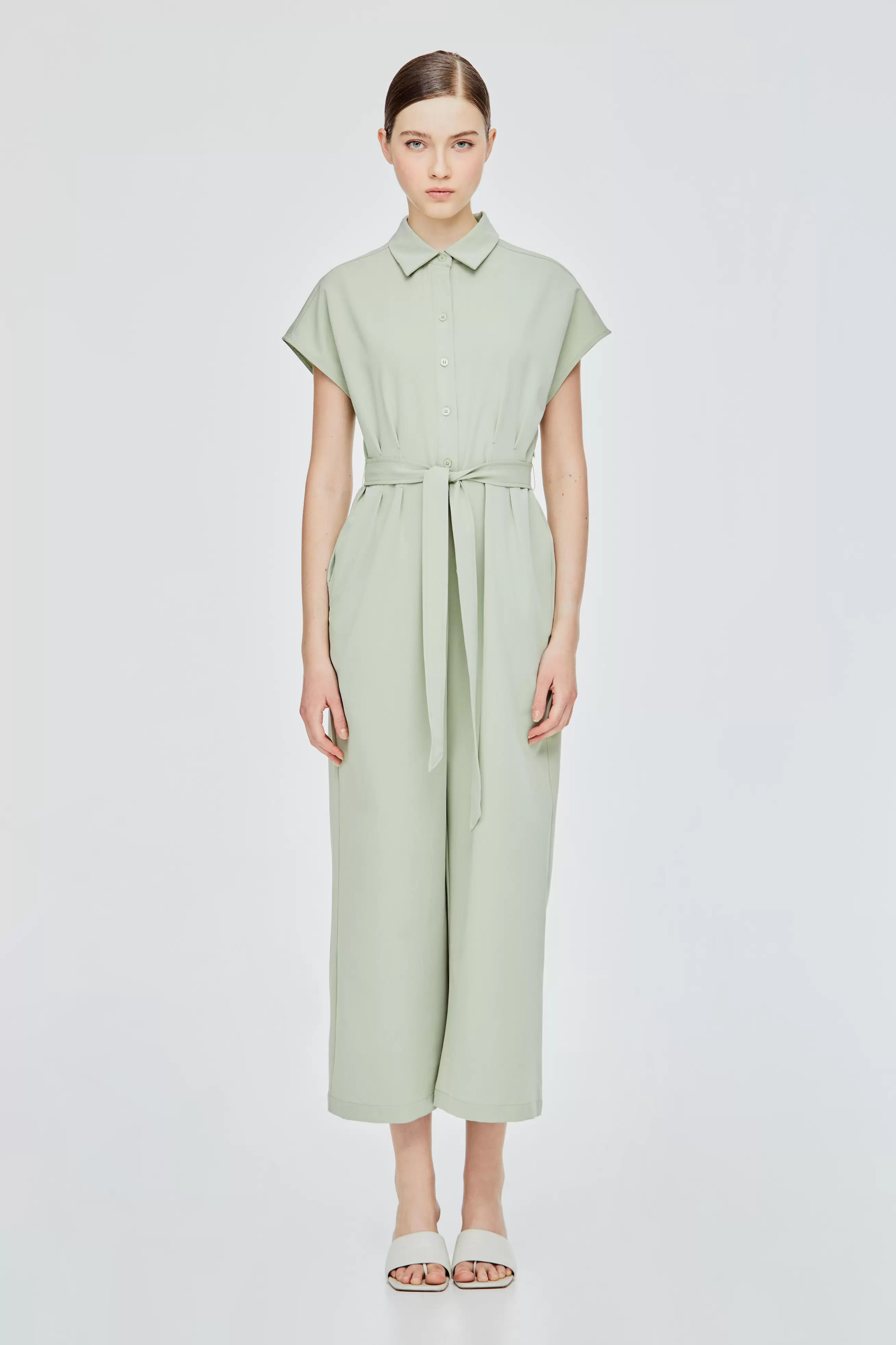 Flowy Button Down Wide Leg Jumpsuits offers at S$ 59.9 in Iora