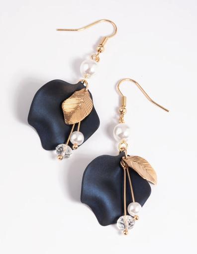 Navy Pearlised Petal Drop Earrings offers at S$ 5 in Lovisa