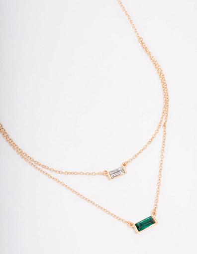 Gold Baguette Stone Double Short Necklace offers at S$ 5 in Lovisa