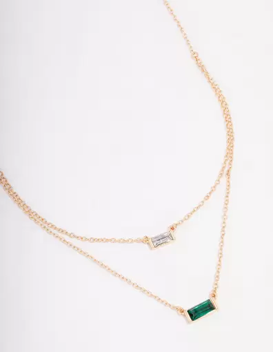 Gold Baguette Stone Double Short Necklace offers at S$ 5 in Lovisa