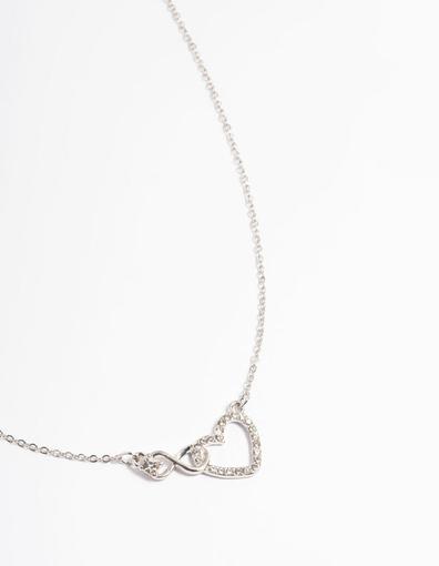 Rhodium Heart & Infinity Diamante Necklace offers at S$ 5 in Lovisa