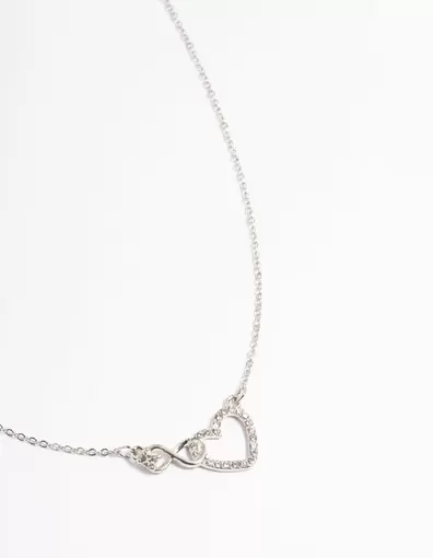 Rhodium Heart & Infinity Diamante Necklace offers at S$ 5 in Lovisa