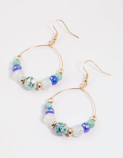 Blue Mixed Bead Wire Drop Earrings offers at S$ 5 in Lovisa