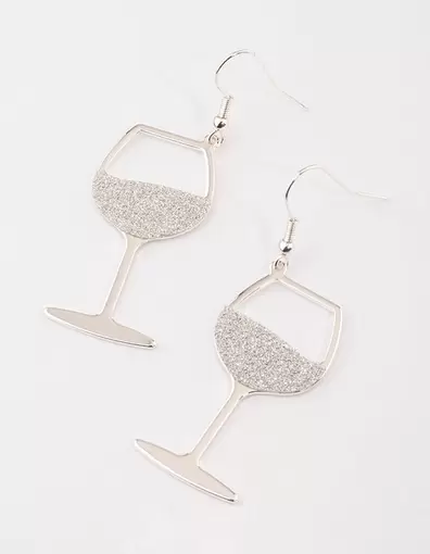 Silver Glitter Wine Glass Drop Earrings offers at S$ 5 in Lovisa