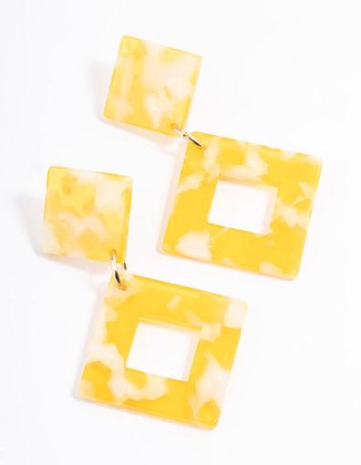 Yellow Acrylic Open Square Drop Earrings offers at S$ 5 in Lovisa
