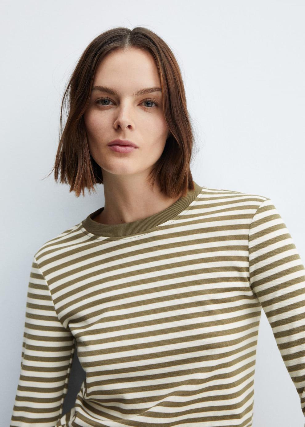 Striped long sleeves t-shirt offers at S$ 29.9 in Mango