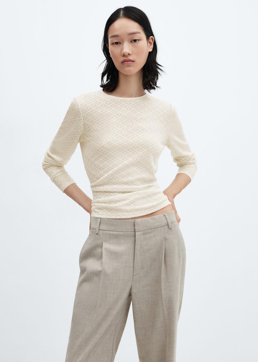 Textured knit t-shirt offers at S$ 19.9 in Mango
