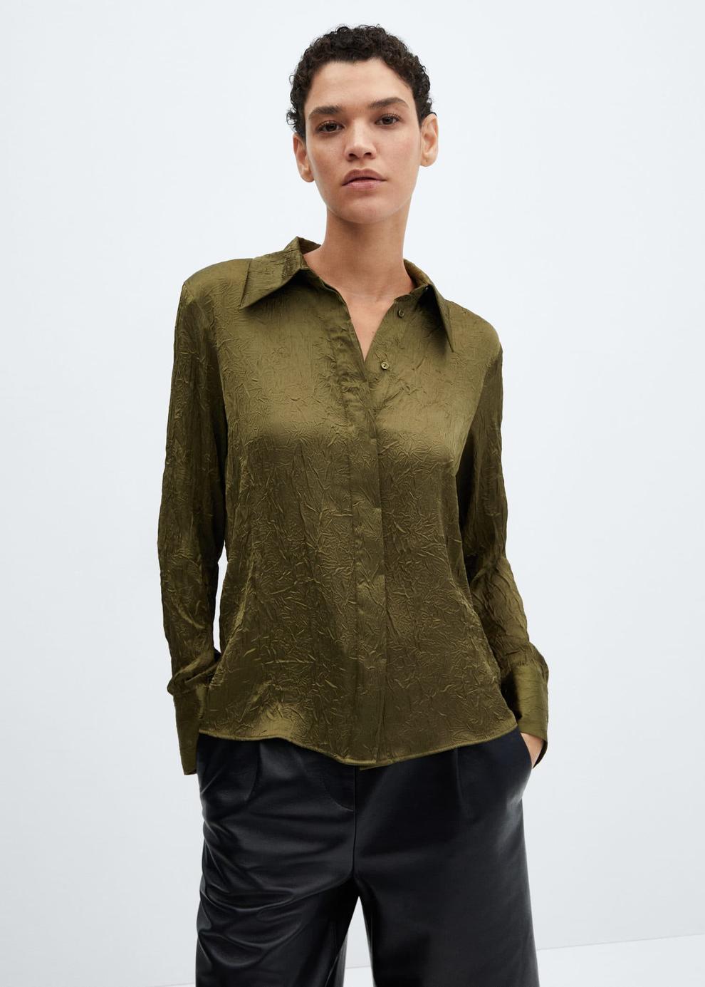 Satin textured shirt offers at S$ 49.9 in Mango