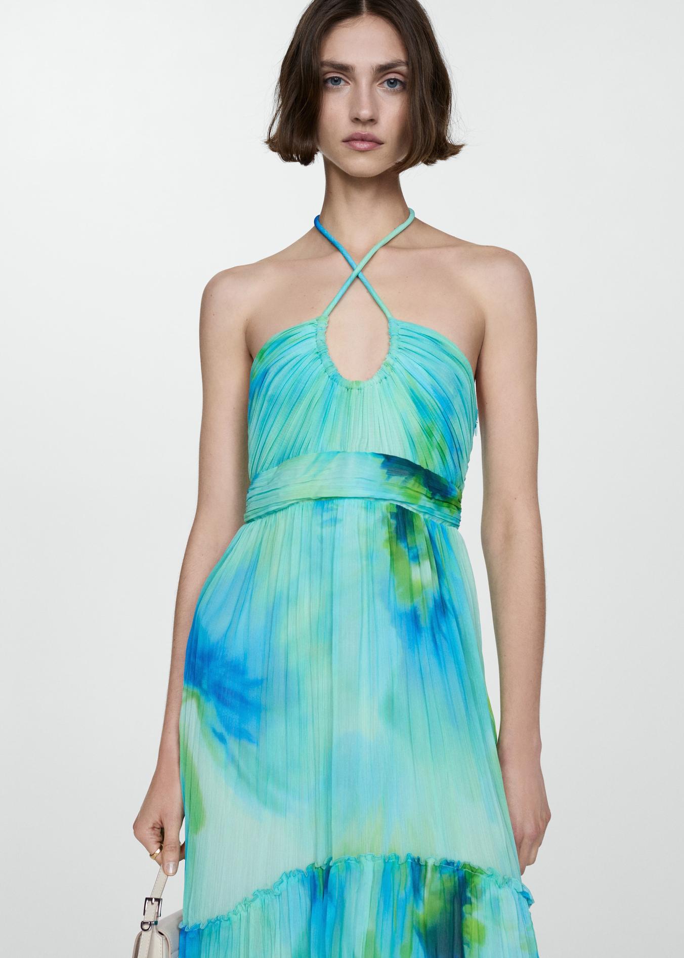 Printed halter gown offers at S$ 99.9 in Mango