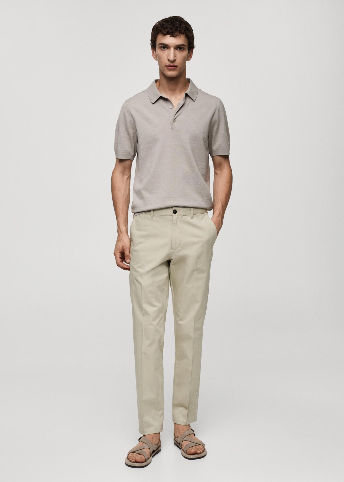 Regular-fit cotton trousers offers at S$ 39.9 in Mango