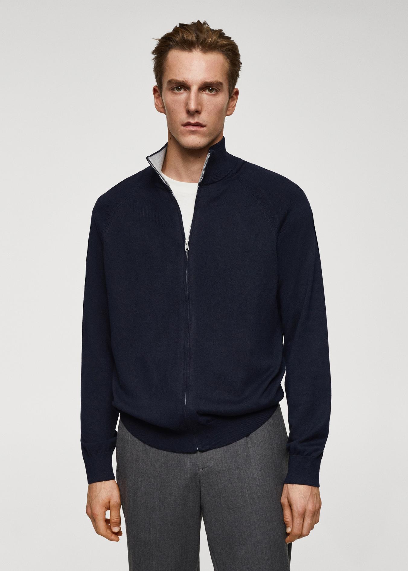 Zipped cotton cardigan offers at S$ 69.9 in Mango