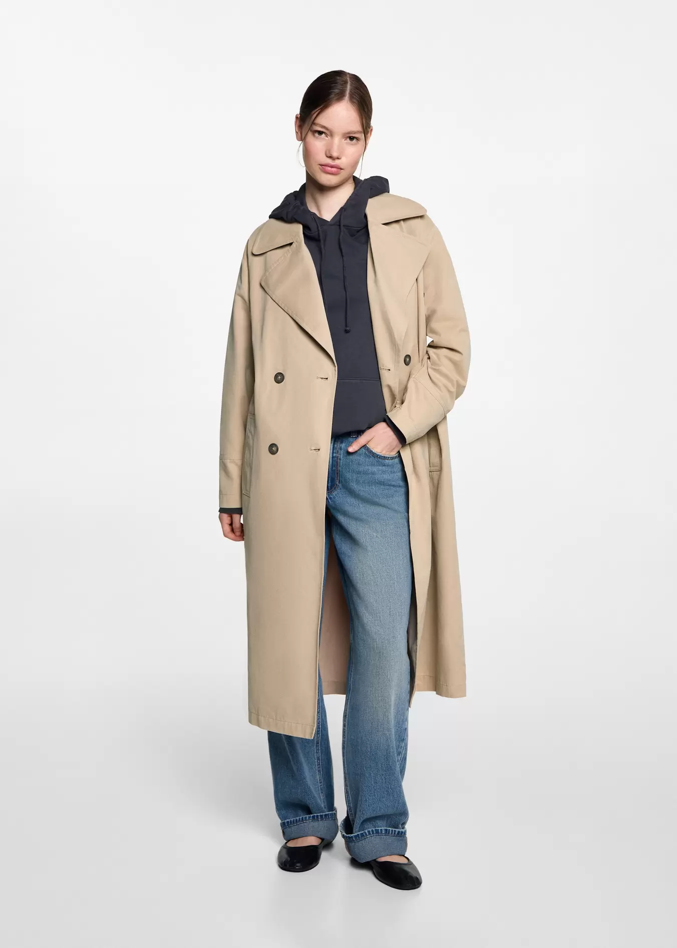 Classic trench coat with belt offers at S$ 119.9 in Mango