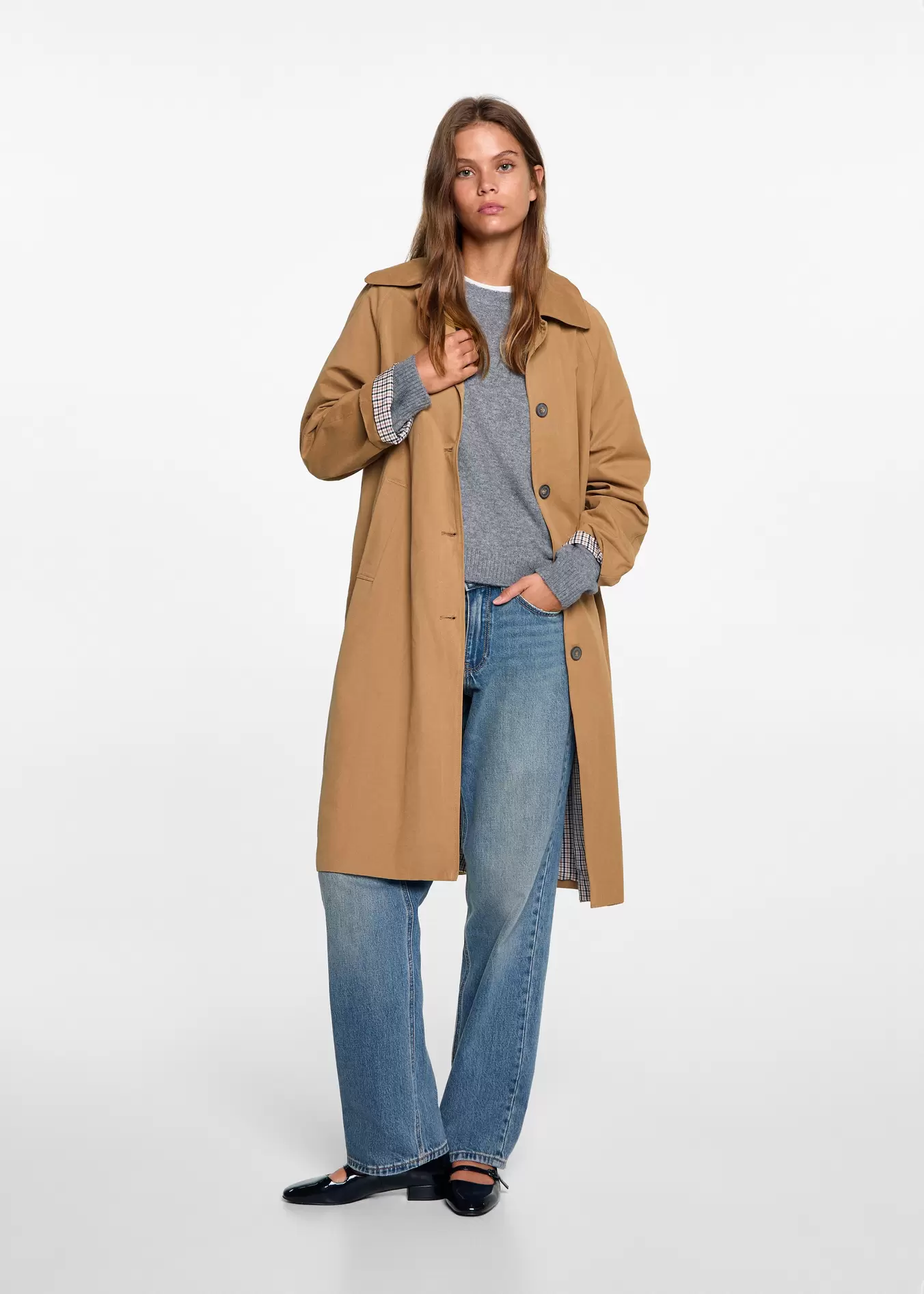 Classic long trench coat offers at S$ 119.9 in Mango