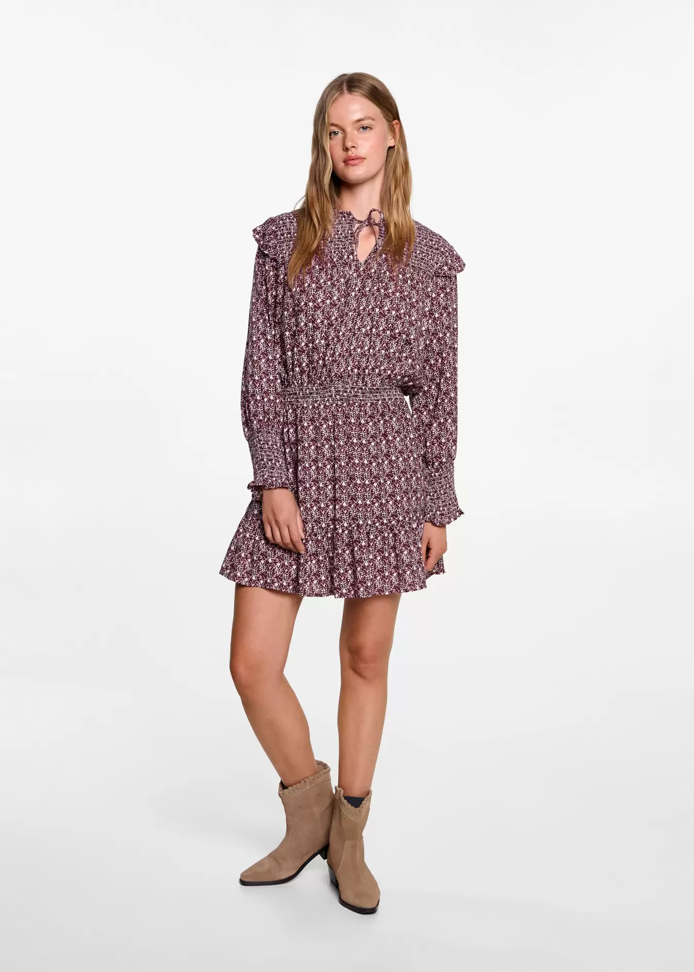 Ruched floral dress offers at S$ 69.9 in Mango