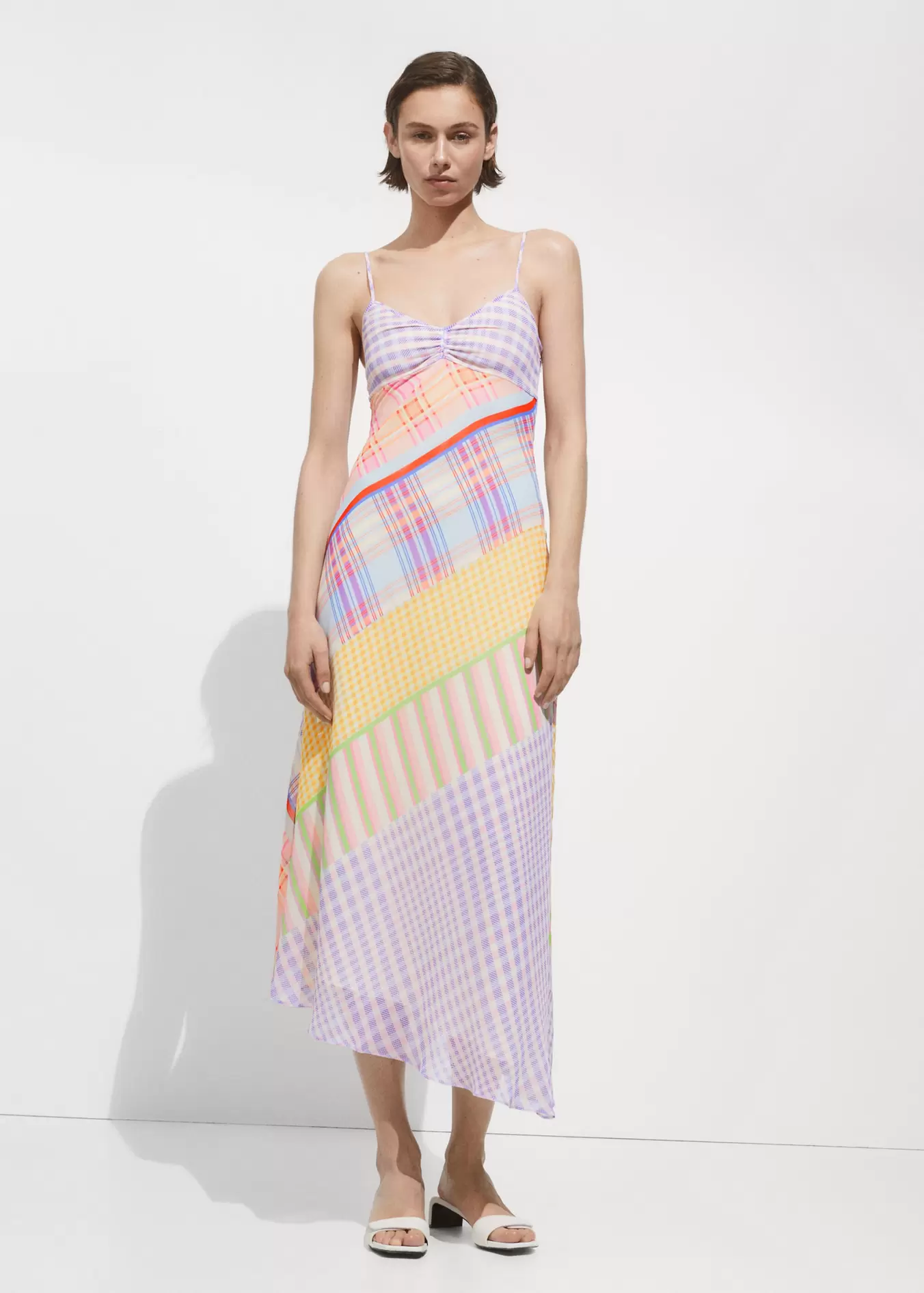 Printed strap dress offers at S$ 69.9 in Mango