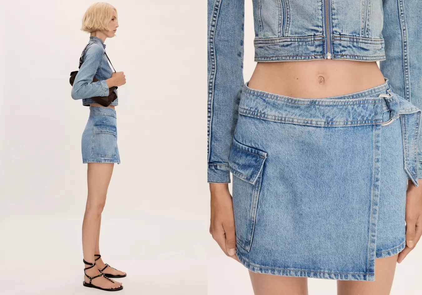 Denim skort offers at S$ 49.9 in Mango