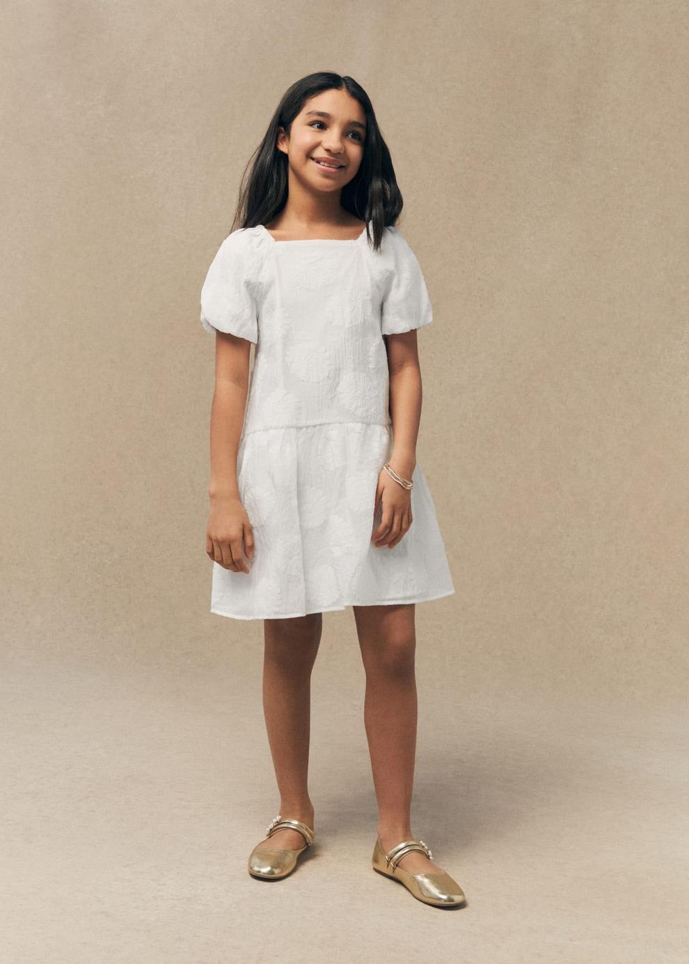 Floral embroidery dress offers at S$ 69.9 in Mango Kids