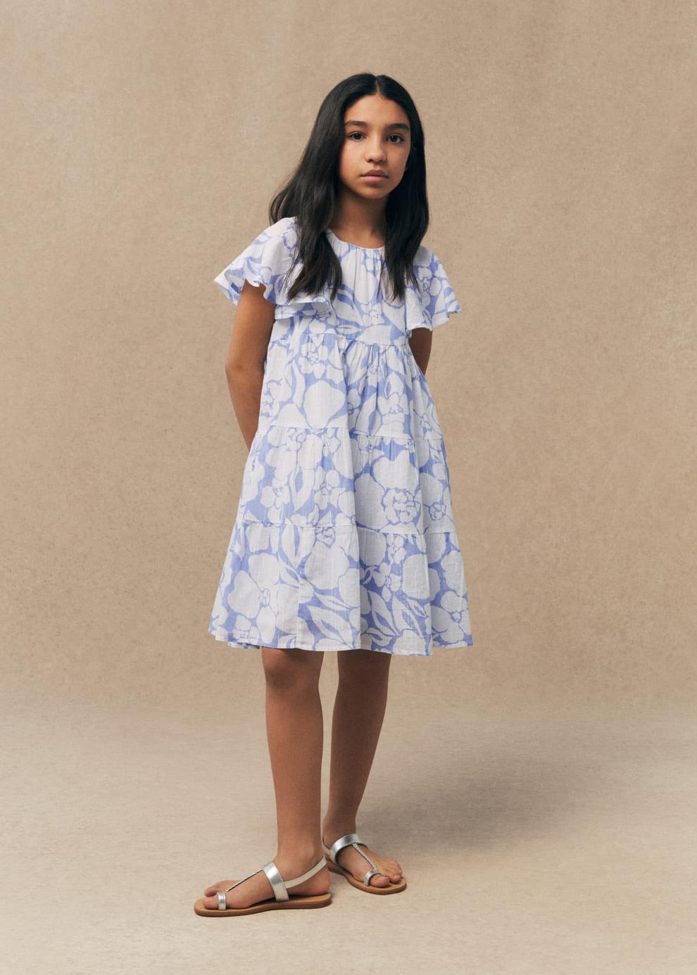 Printed cotton dress offers at S$ 59.9 in Mango Kids