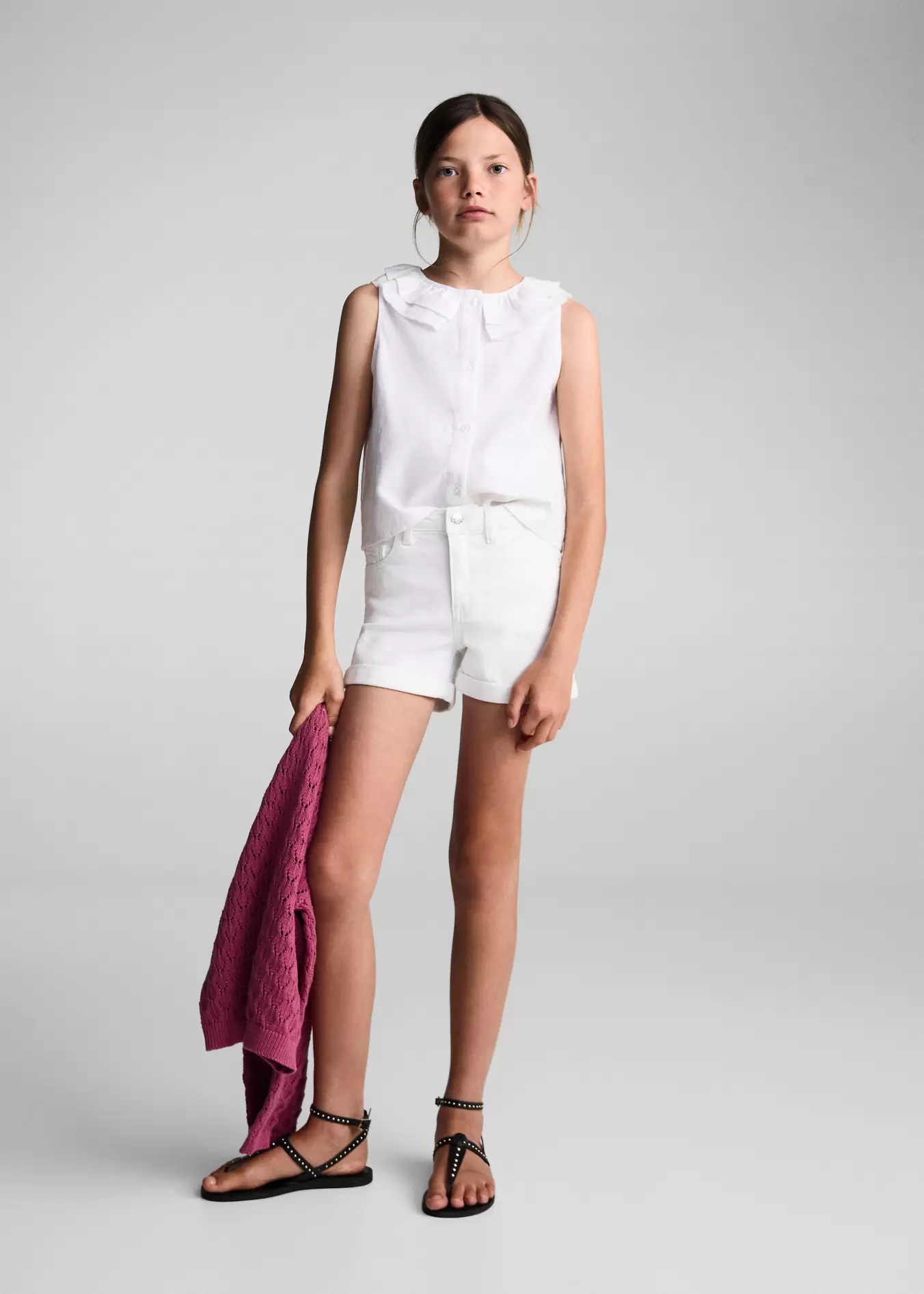 Rolled-up hem denim shorts offers at S$ 39.9 in Mango Kids