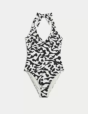 Tummy Control Printed Wired Plunge Swimsuit D-GG offers at S$ 79.9 in Marks & Spencer