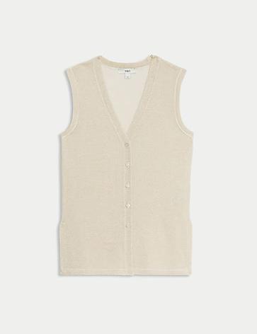 Metallic V-Neck Knitted Waistcoat offers at S$ 79.9 in Marks & Spencer