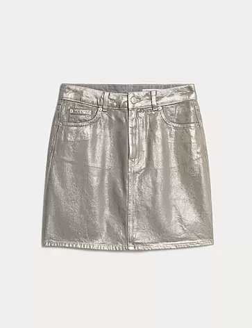 Denim Foil Metallic Mini Skirt offers at S$ 99.9 in Marks & Spencer