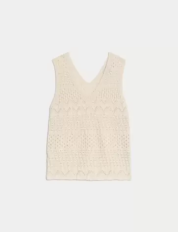 Cotton Rich Textured V-Neck Knitted Vest offers at S$ 59.9 in Marks & Spencer