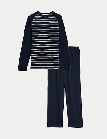 Pure Cotton Striped Pyjama Set offers at S$ 79.9 in Marks & Spencer