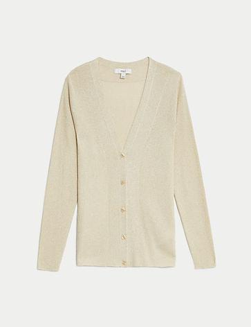 Sparkly V-Neck Button Front Cardigan offers at S$ 59.9 in Marks & Spencer