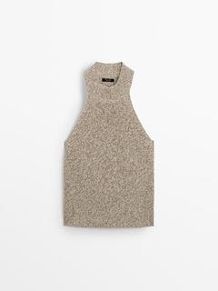 Knit halter top with contrast thread offers at S$ 139 in Massimo Dutti