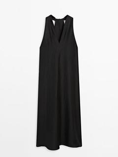 V-neck dress with back knot detail offers at S$ 199 in Massimo Dutti