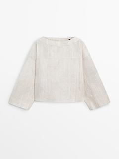 Creased-effect printed blouse offers at S$ 159 in Massimo Dutti