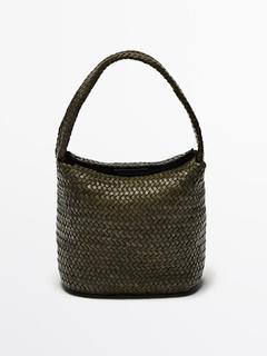 Woven nappa leather bucket bag offers at S$ 345 in Massimo Dutti