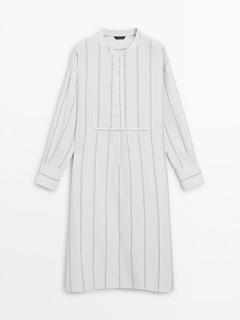 Striped oversize linen blend blouse offers at S$ 225 in Massimo Dutti