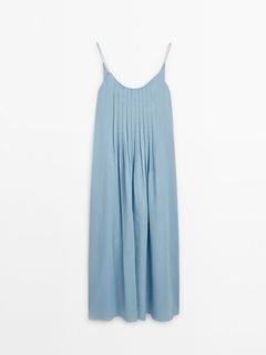 Strappy midi dress with box pleat details offers at S$ 245 in Massimo Dutti