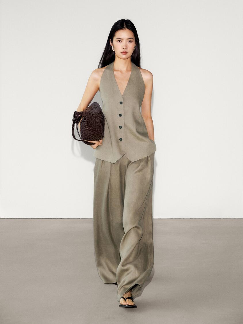 100% linen halter waistcoat offers at S$ 159 in Massimo Dutti