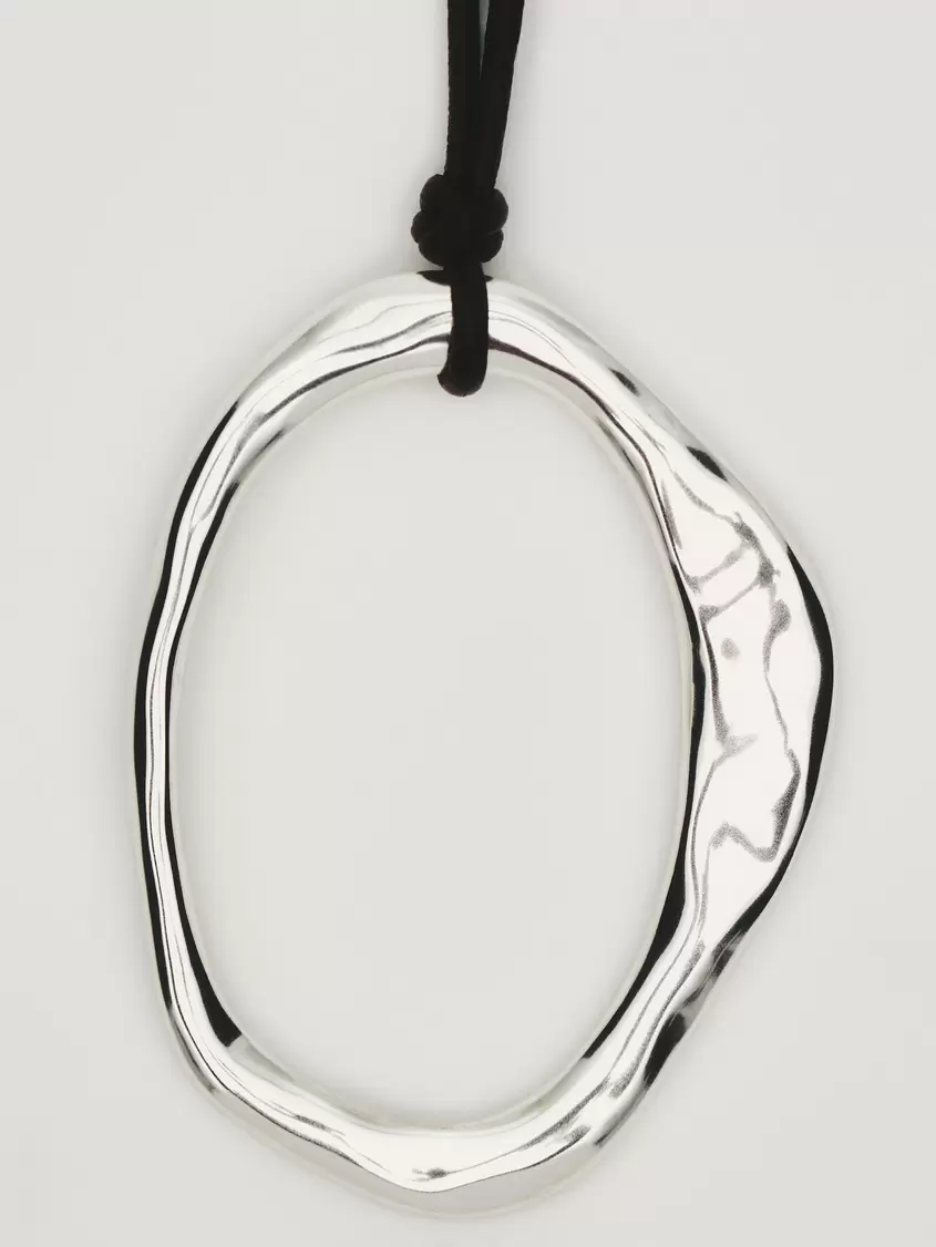 Leather cord necklace with oval piece offers at S$ 139 in Massimo Dutti