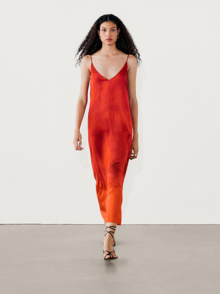 Ombré print midi dress offers at S$ 225 in Massimo Dutti
