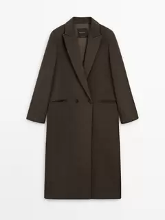 Long wool blend coat offers at S$ 695 in Massimo Dutti