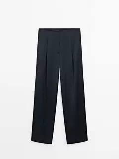 Straight-leg satin trousers with darts offers at S$ 179 in Massimo Dutti