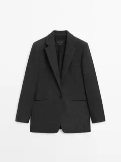 Wool blend blazer with flannel detail offers at S$ 345 in Massimo Dutti